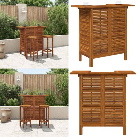 Mesa alta de bar de madera de acacia maciza 110x50x105 cm - Mesa de madera - Acacia