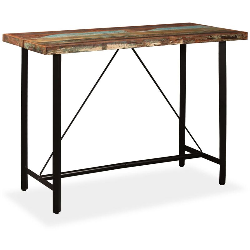 

Mesa alta de bar de madera maciza reciclada 150x70x107 cm - Marrón