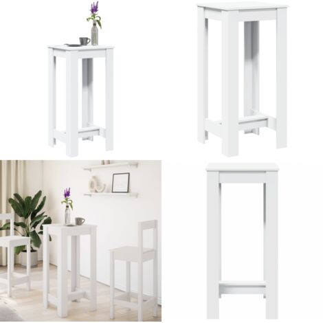 Mesa alta de bar madera de ingeniería blanca 51x50x103,5 cm - Mesa de bar de madera - Mesa de bar blanca