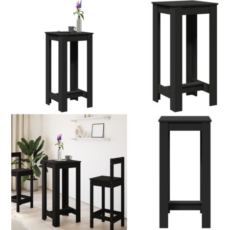 Mesa alta de bar madera de ingeniería negra 51x50x103,5 cm - Mesa alta - Madera de ingeniería