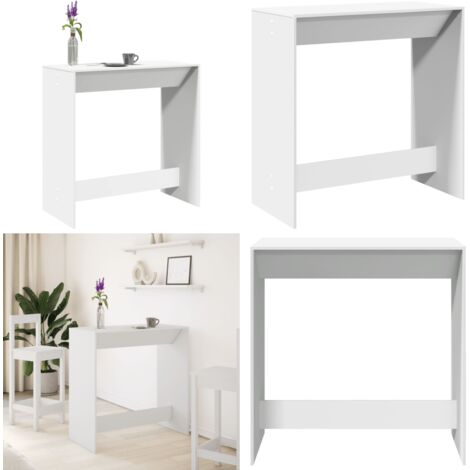Mesa alta de bar madera ingeniería blanca 102x50x103,5 cm - Mesa alta - Madera de ingeniería