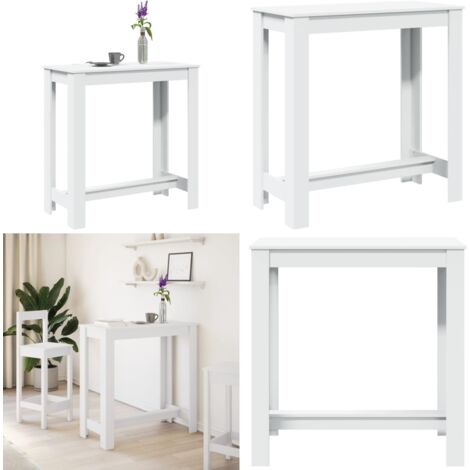 Mesa alta de bar madera ingeniería blanca 102x50x103,5 cm - Mesa de bar de madera - Mesa de bar blanca