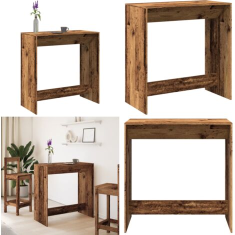 Mesa alta de bar madera ingeniería envejecida 102x50x103,5 cm - Mesa alta - Madera envejecida
