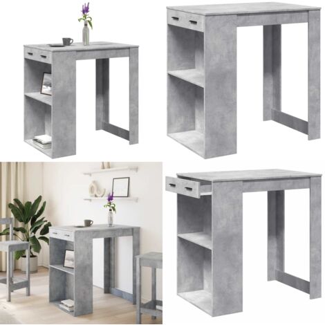 Mesa alta de bar madera ingeniería gris hormigón 102x70x103,5cm - Madera de ingeniería - Mesa de bar gris hormigón
