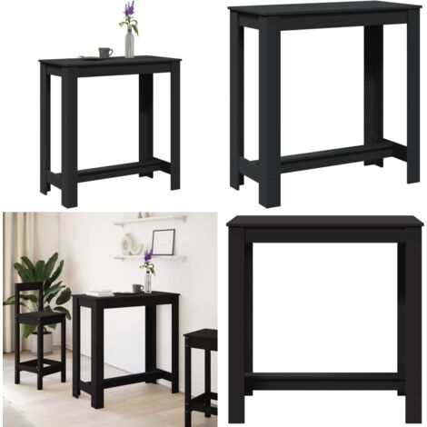 Mesa alta de bar madera ingeniería negra 102x50x103,5 cm - Madera de ingeniería - Mesa alta