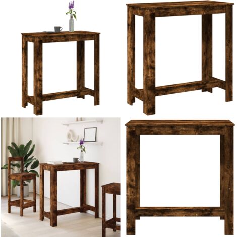 Mesa alta de bar madera ingeniería roble ahumado 102x50x103,5cm - Mesa alta - Madera de ingeniería