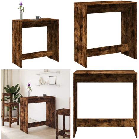 Mesa alta de bar madera ingeniería roble ahumado 102x50x103,5cm - Mesa alta - Madera de ingeniería