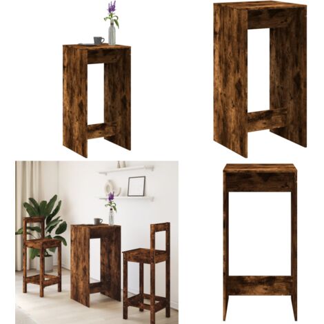 Mesa alta de bar madera ingeniería roble ahumado 51x50x103,5 cm - Mesa alta - Madera de ingeniería