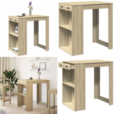Mesa alta de bar madera ingeniería roble Sonoma 102x70x103,5 cm - Madera de ingeniería - Mesa de barro