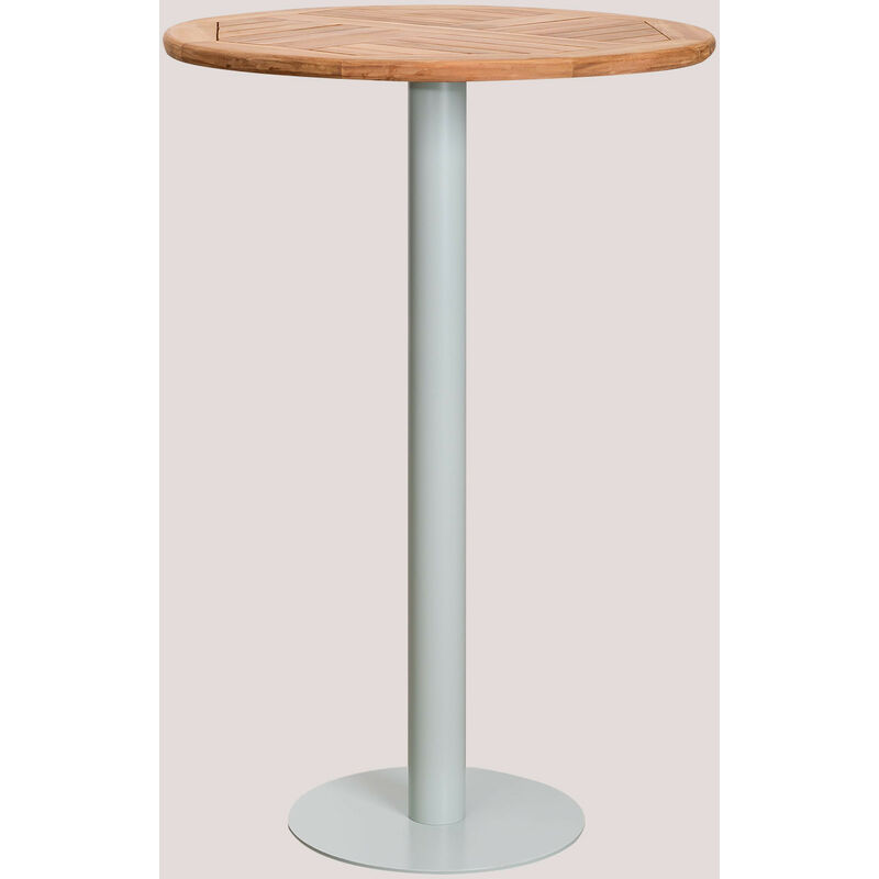 

Mesa Alta de Bar Redonda en Madera de Teca Chack Colors SKLUM - Azul Bruma