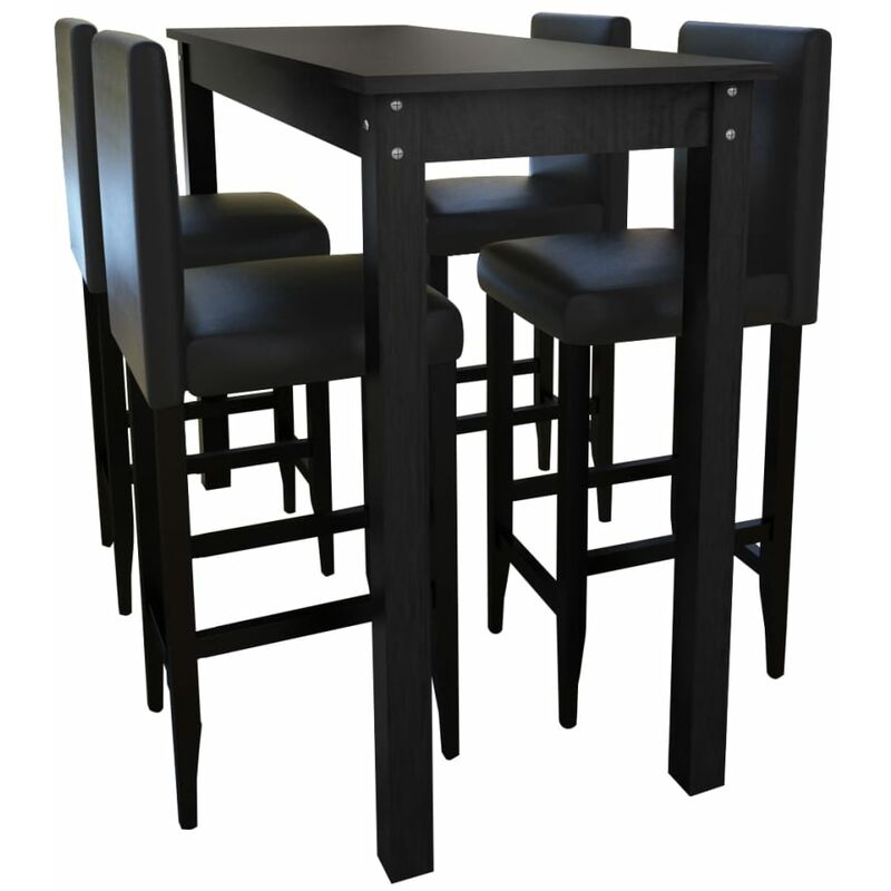 

Mesa alta de cocina con 4 sillas de barra negras - Negro