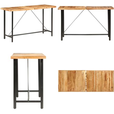 Mesa alta de cocina de madera maciza de acacia 180x70x107 cm - Mesa de bar - Madera maciza