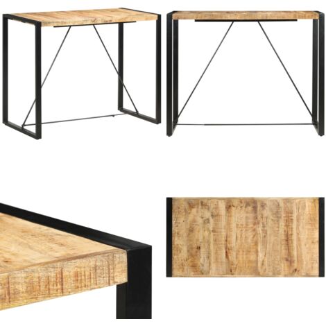 Mesa alta de cocina de madera maciza de mango 140x70x110 cm - Mesa de bar - Madera maciza