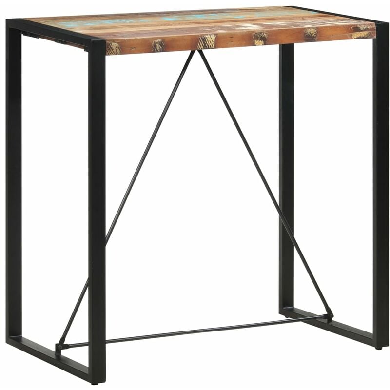 

Mesa alta de cocina de madera maciza reciclada 110x60x110 cm - Marrón