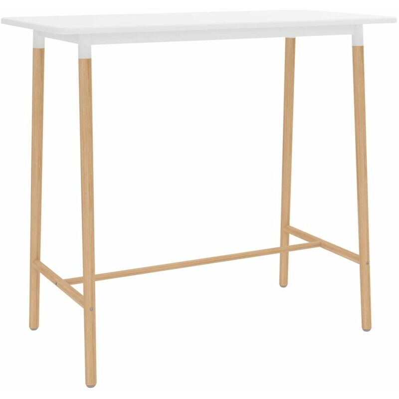 

Mesa alta de cocina MDF madera maciza haya blanco 120x60x105 cm