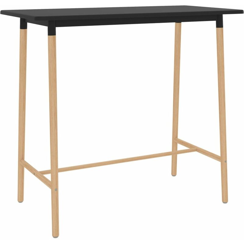 

Mesa alta de cocina MDF madera maciza haya negro 120x60x105 cm