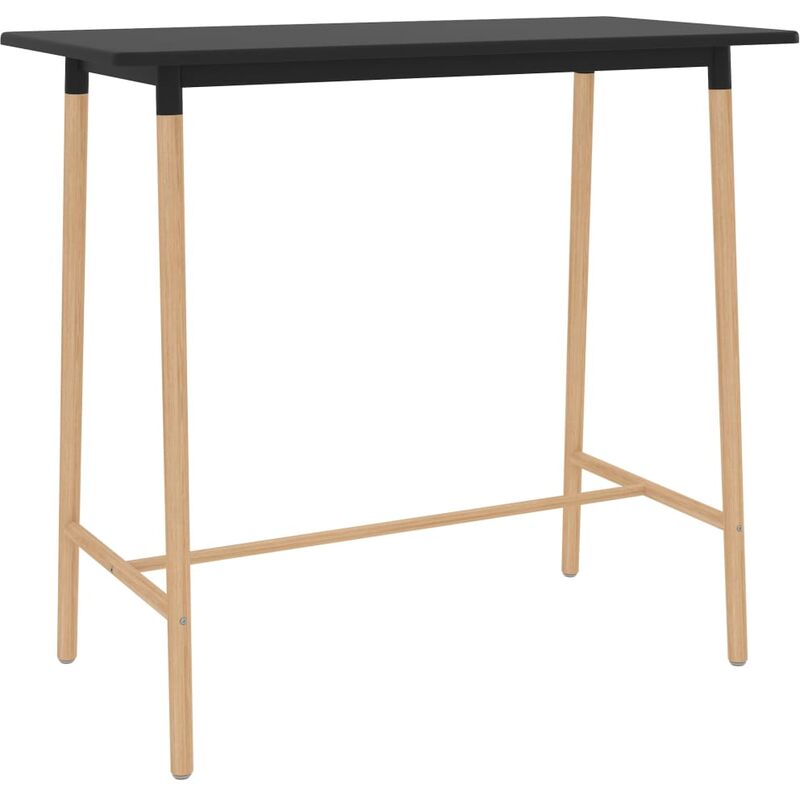 

BHD - Mesa alta de cocina MDF madera maciza haya negro 120x60x105 cm