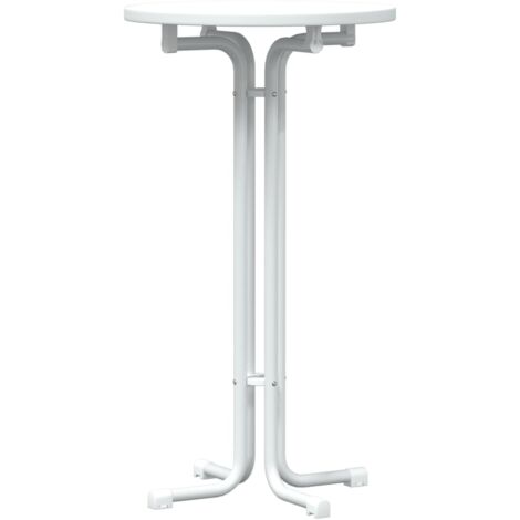 Mesa alta de comedor madera ingeniería y acero blanco Ø60x110cm vidaXL