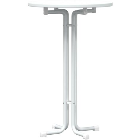 Mesa alta de comedor madera ingeniería y acero blanco Ø70x110cm vidaXL