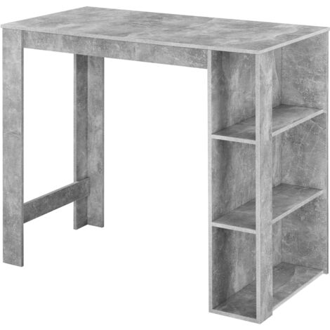 Mesa alta de diseño con superficies de almacenamiento Mesa de bistro con 3 estantes de aglomerado 110 x 50 x 103 cm efecto cemento 030006206