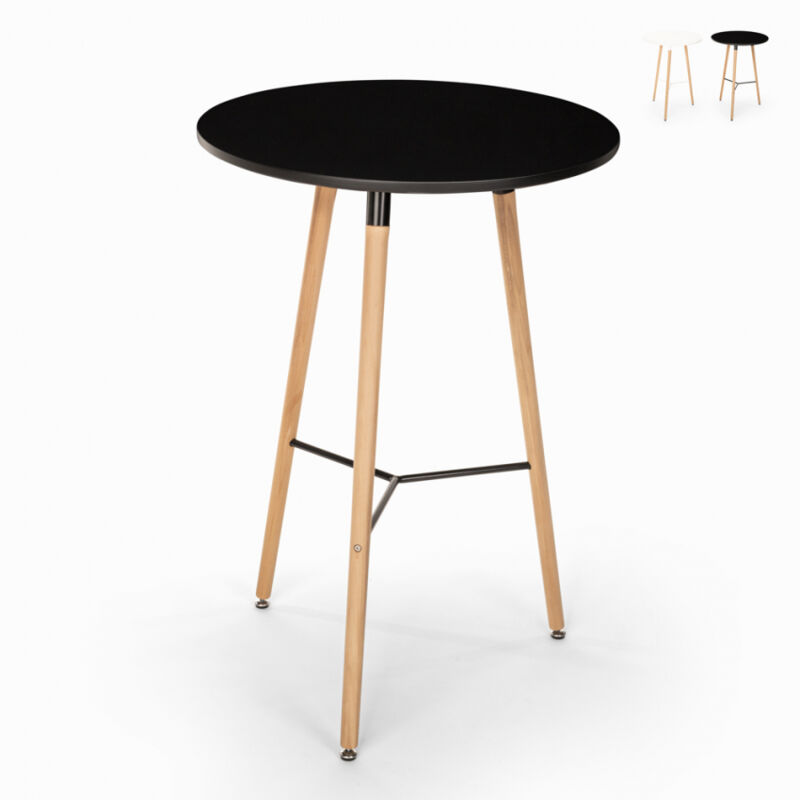 

Ahd Amazing Home Design - Mesa alta de diseño escandinavo de madera 60x60 redonda de madera Shrub | Color: Negro