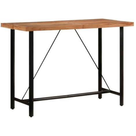 Mesa alta de hierro y madera maciza de acacia 150x70x107 cm