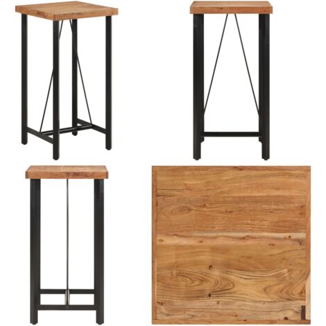 Mesa alta de hierro y madera maciza de acacia 55x55x107 cm - Mesa de fiesta - Mesa de bistró
