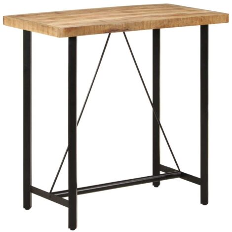 Mesa alta de hierro y madera maciza de mango 110x55x107 cm