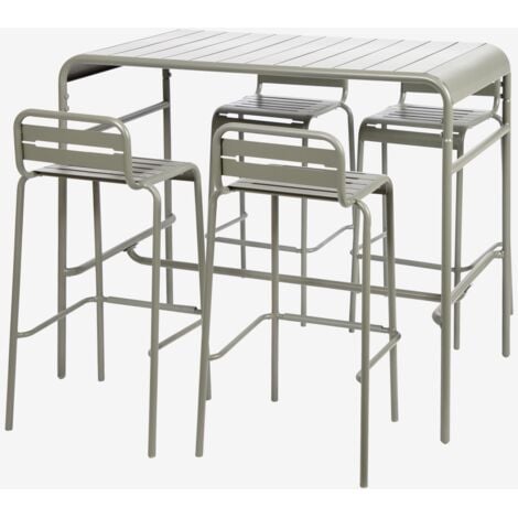 SWEEEK Mesa alta de jardín con 4 sillas altas de acero