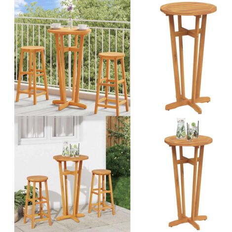 Mesa alta de jardín madera maciza de acacia Ø60x105 cm - Mesa de exterior - Mesa de comedor