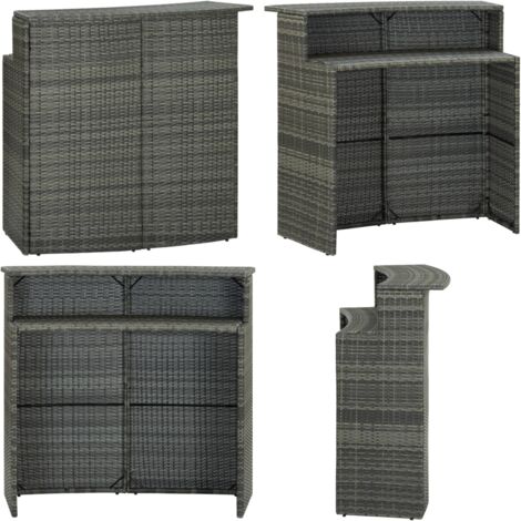 Mesa alta de jardín ratán sintético gris 120x55x110 cm - Mesa alta - Ratán sintético