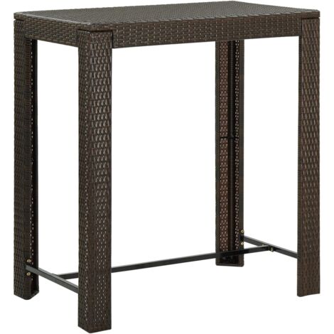 Mesa alta de jardín ratán sintético marrón 100x60,5x110,5 cm