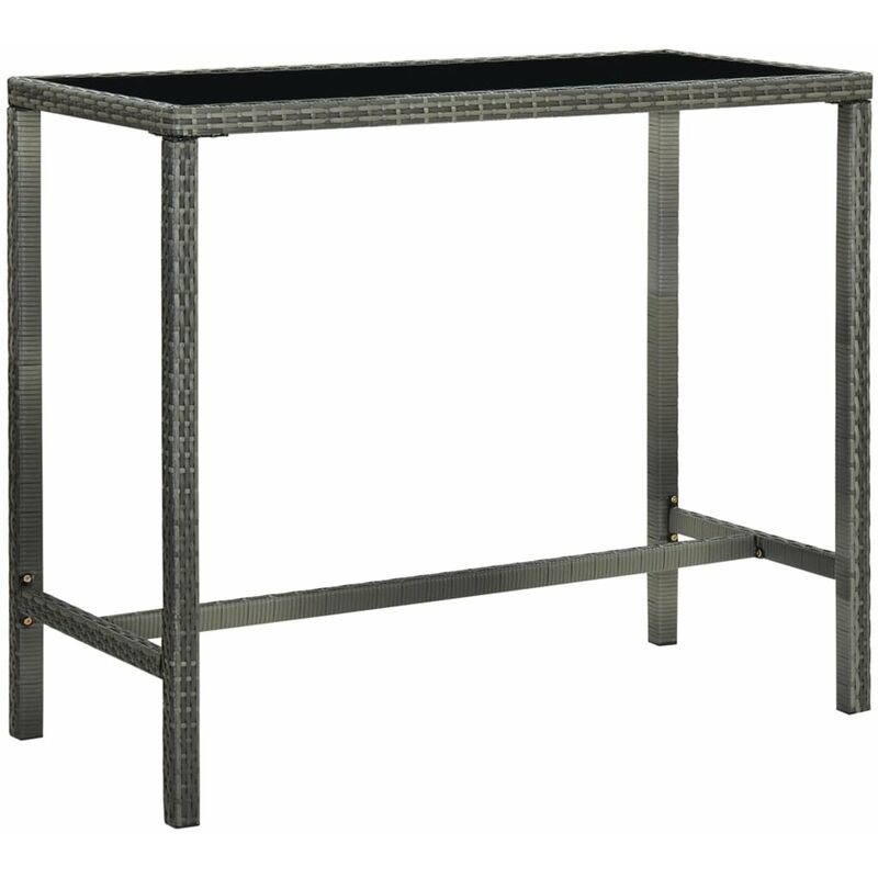 

Mesa alta de jardin ratan sintetico y vidrio gris 130x60x110cm