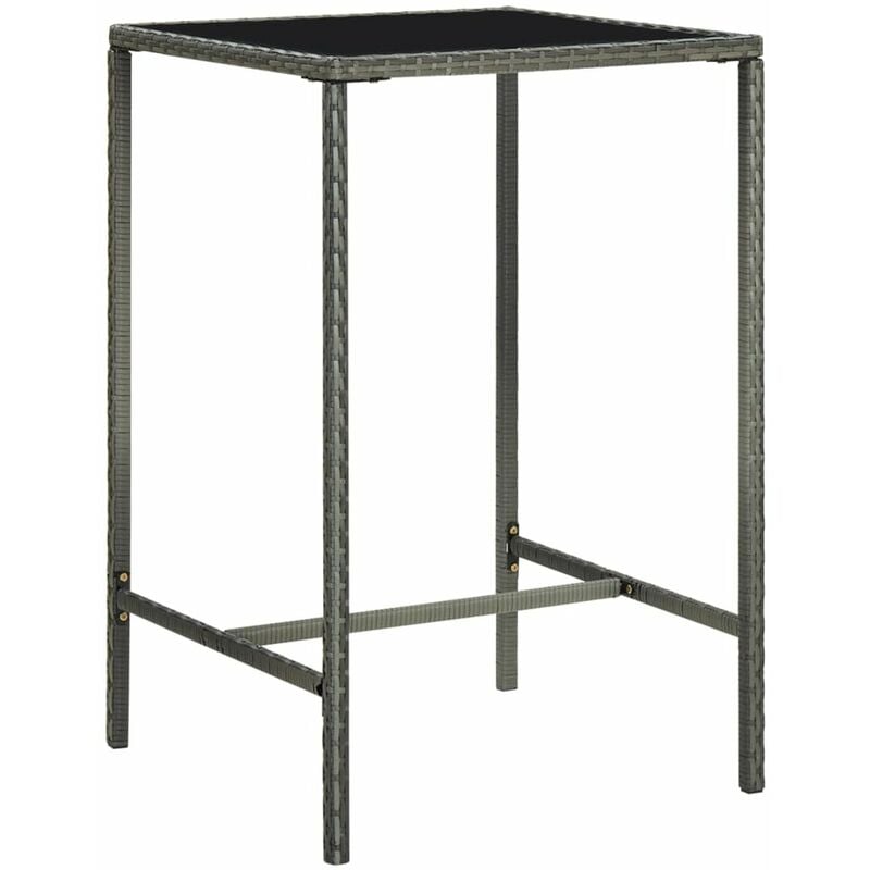 

Mesa alta de jardin ratan sintetico y vidrio gris 70x70x110 cm