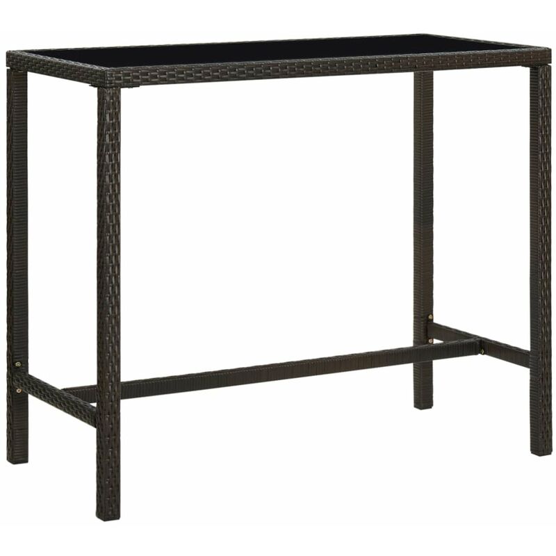 

Mesa alta de jardin ratan sintetico y vidrio marron 130x60x110cm