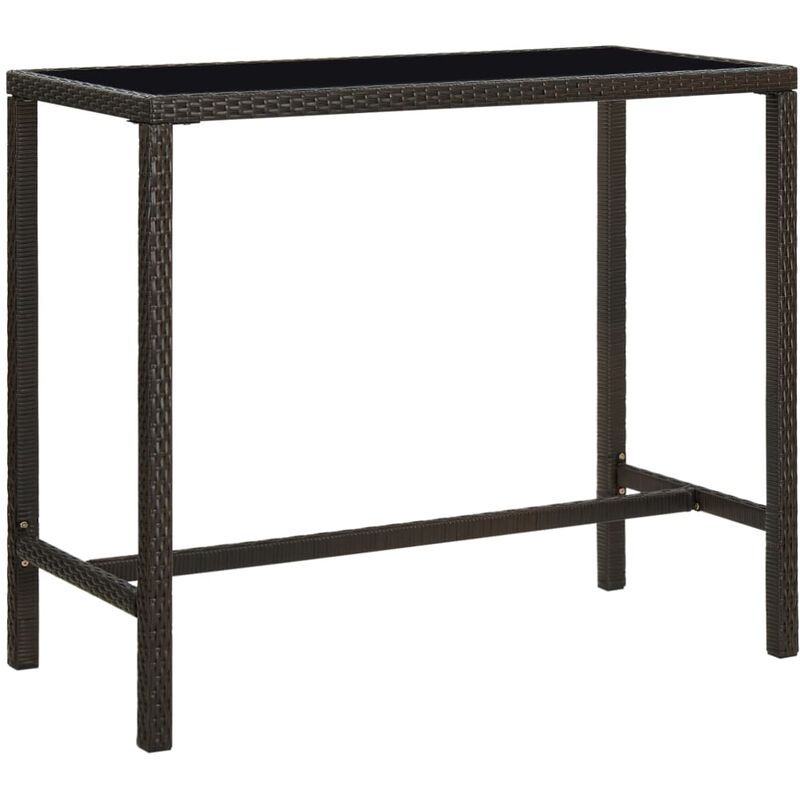 

Mesa alta de jardín ratán sintético y vidrio marrón 130x60x110cm