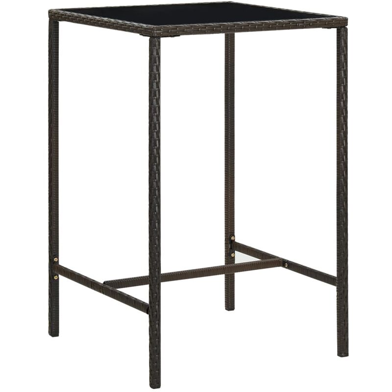 

Mesa alta de jardín ratán sintético y vidrio marrón 70x70x110 cm