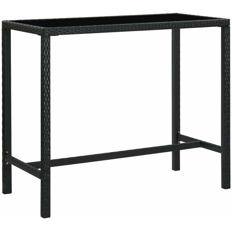 

Mesa alta de jardin ratan sintetico y vidrio negro 130x60x110cm