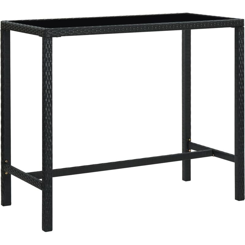 

Mesa alta de jardín ratán sintético y vidrio negro 130x60x110cm