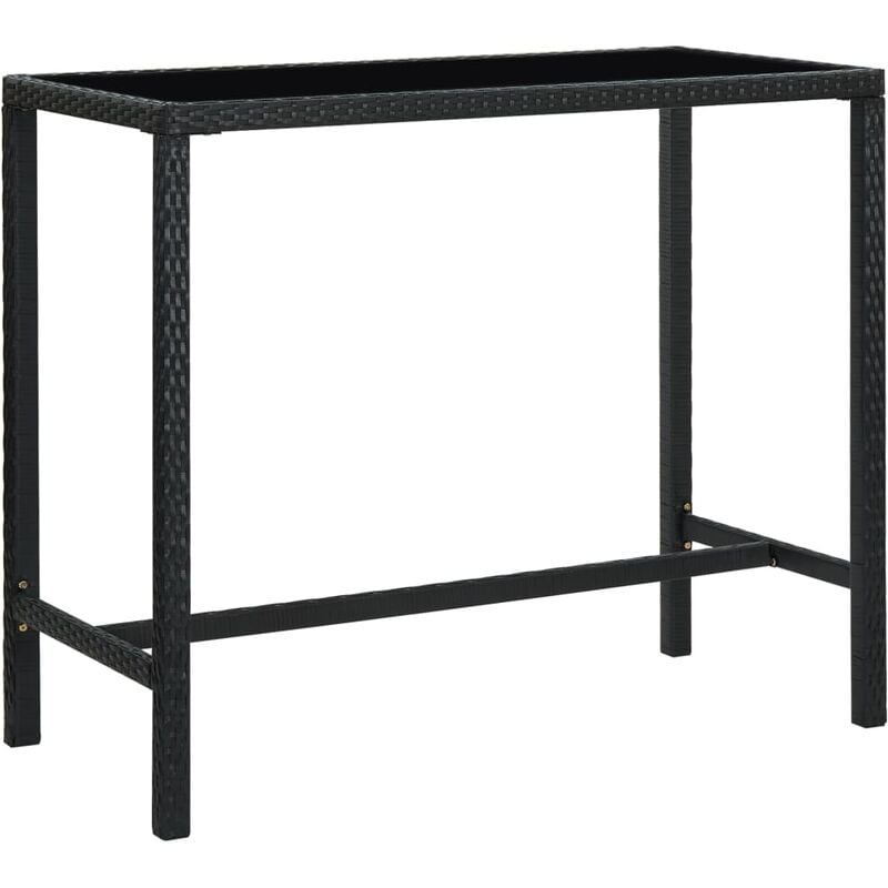 

Mesa alta de jardín ratán sintético y vidrio negro 130x60x110cm