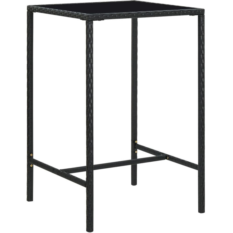 

Mesa alta de jardin ratan sintetico y vidrio negro 70x70x110 cm