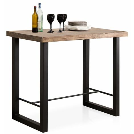 Mesa alta Loft Roble boreal – Negro 120cm (ancho) x 100cm (alto)