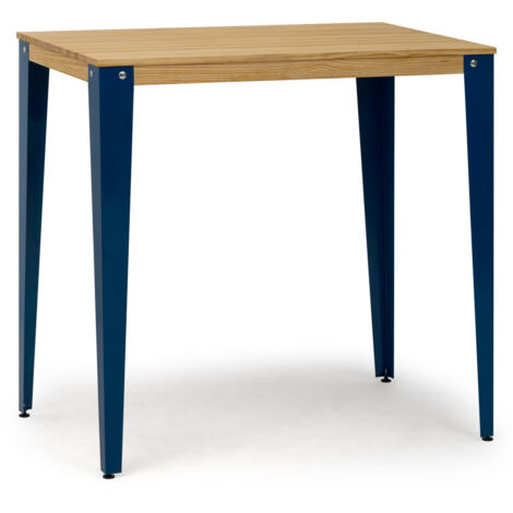 Mesa alta Lunds rectangular 60x100x110 cm Azul en madera de pino maciza acabado natural.