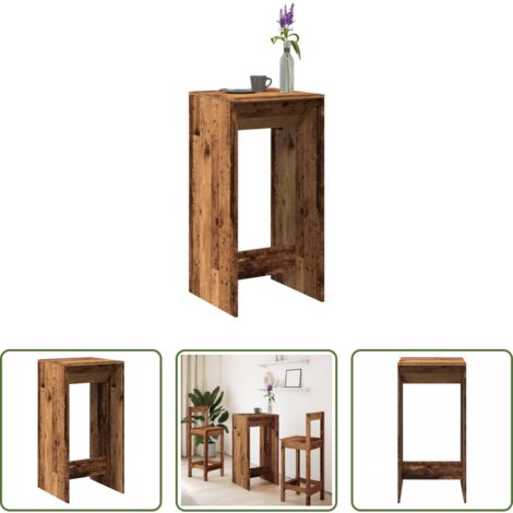 Mesa alta -  Mesa alta de bar madera de ingeniería envejecida 51x50x103,5 cm