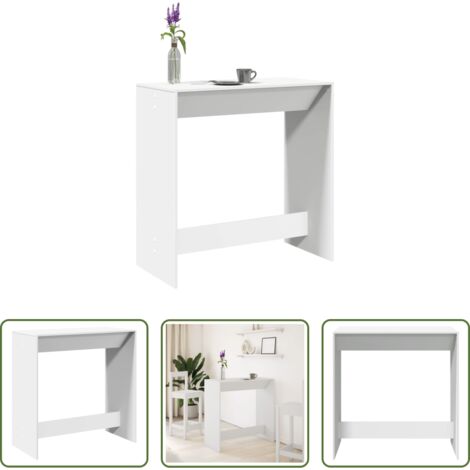 Mesa alta -  Mesa alta de bar madera ingeniería blanca 102x50x103,5 cm