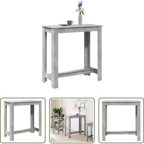 Mesa alta -  Mesa alta de bar madera ingeniería gris hormigón 102x50x103,5cm