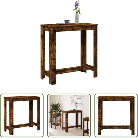 Mesa alta -  Mesa alta de bar madera ingeniería roble ahumado 102x50x103,5cm