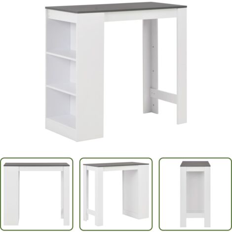 Mesa alta -  Mesa alta de cocina con estantería blanca 110x50x103 cm