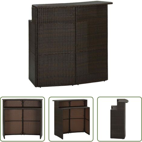 Mesa alta -  Mesa alta de jardín ratán sintético marrón 120x55x110 cm