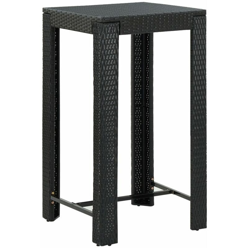 

Mesa alta para jardín ratán sintético negro 60,5x60,5x110,5 cm
